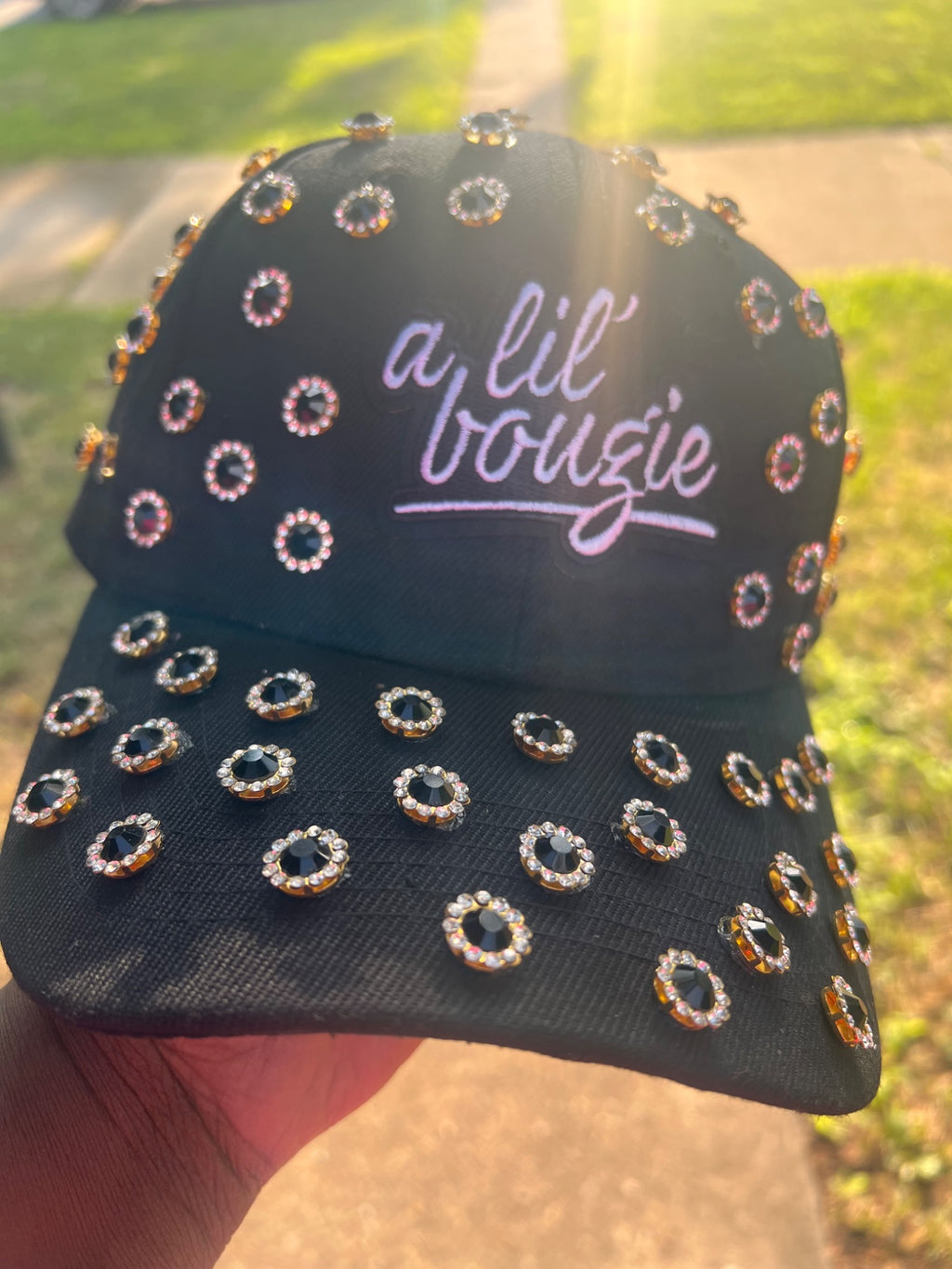 Bedazzled Adjustable Baseball Cap-Black