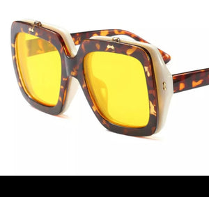 Double flip oversized square sunglasses